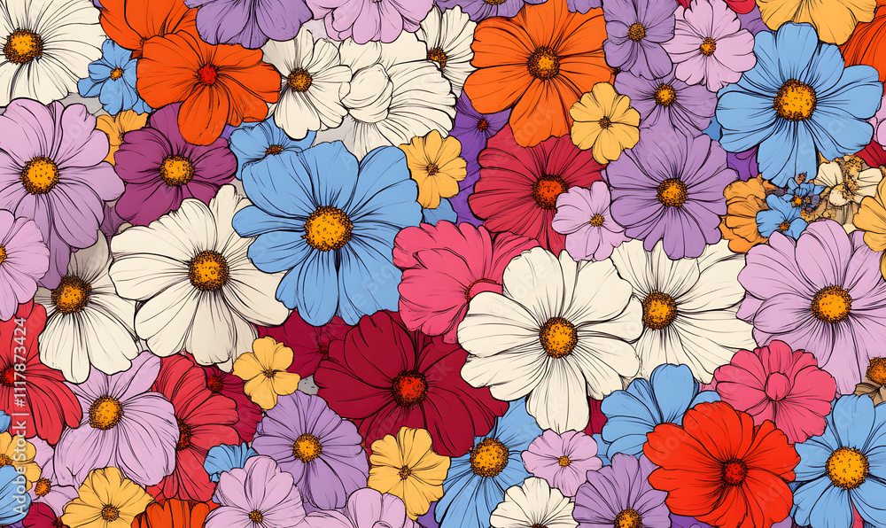 Creative 2D Doodle Floral Illustrations Text Space for Versatile Designs, Greeting Cards, Invitations Creative 2D Doodle Floral Illustrations Text Space for Versatile Designs, Greeting Cards, Invitations