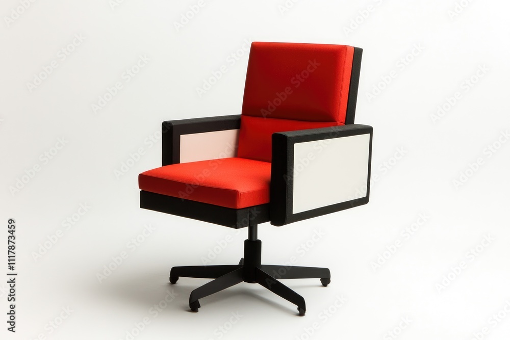 Obraz premium A red chair with black legs and a white cushion