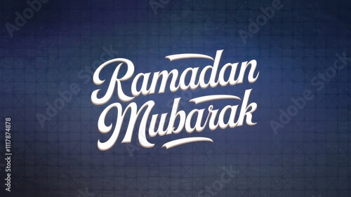 Ramadan Mubarak Typography Design with Islamic Calligraphy Crescent Moon Lanterns and Stars on a Festive Background for Celebrating the Holy Month of Ramadan Fasting, Prayer, and Eid al-Fitr Festival