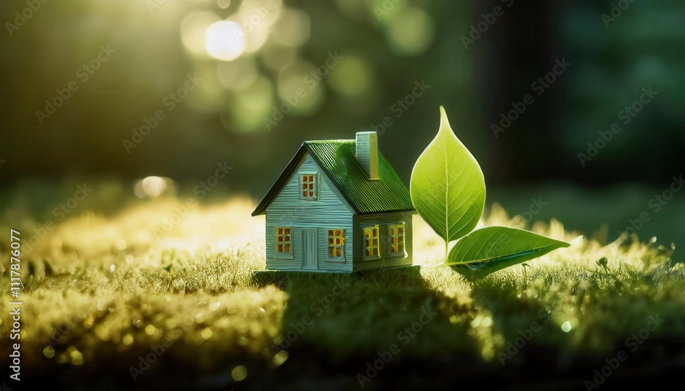 Sustainable Living in Harmony with Nature. Miniature Green Home Showcasing Eco Friendly Design, Renewable Energy Integration, and Organic Elements for a Low Carbon, Environmentally Conscious Future Sustainable Living in Harmony with Nature. Miniature Green Home Showcasing Eco Friendly Design, Renewable Energy Integration, and Organic Elements for a Low Carbon, Environmentally Conscious Future