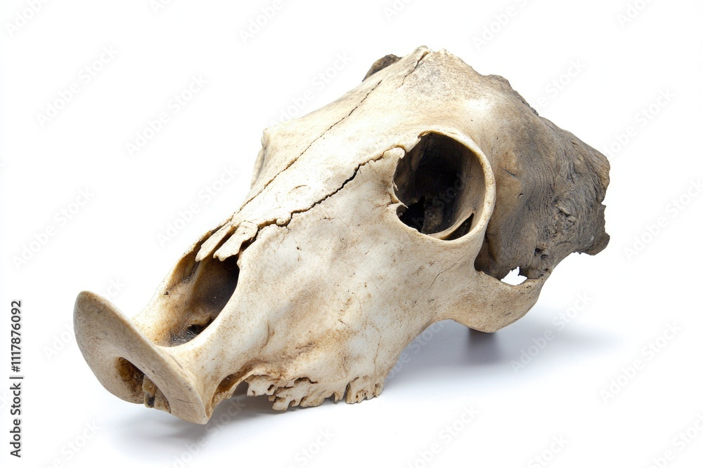 A close-up shot of an animal skull on a white background A close-up shot of an animal skull on a white background