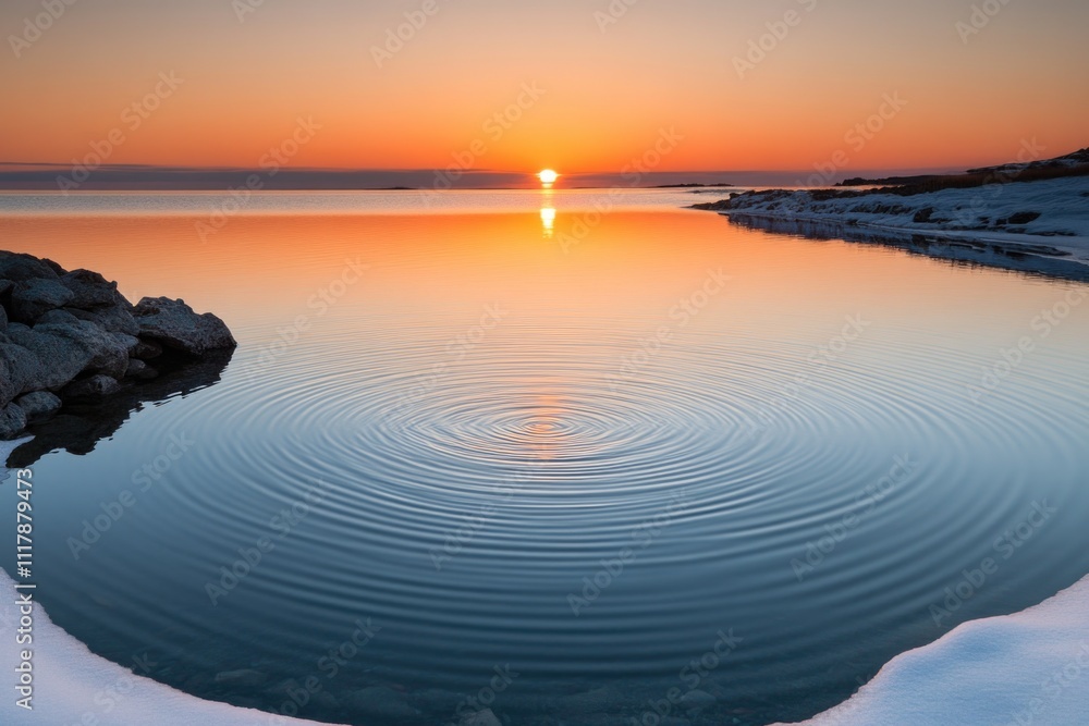 Calm lake at sunset with boats and trees reflected in the water Calm lake at sunset with boats and trees reflected in the water