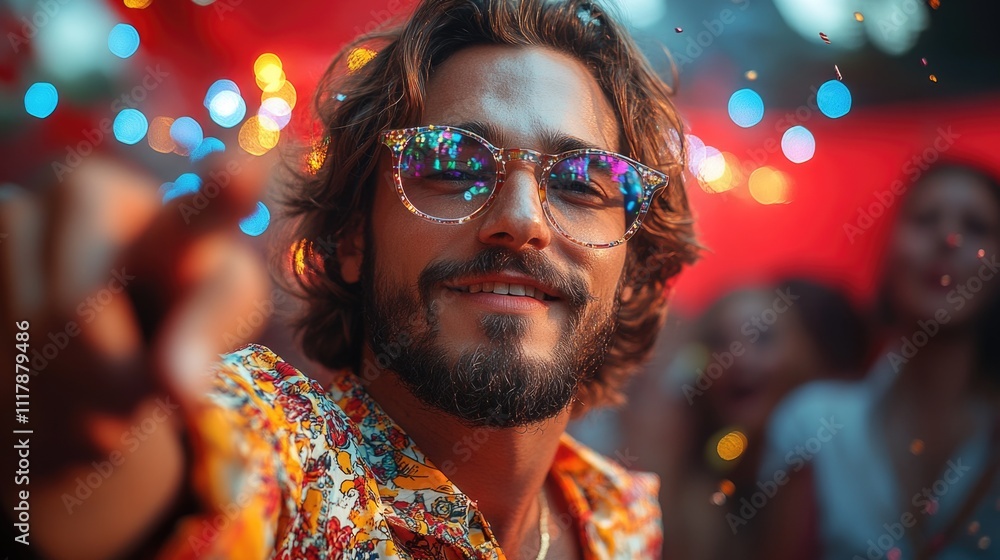 A person taking a photo of themselves with a beard and sunglasses, great for social media or personal use A person taking a photo of themselves with a beard and sunglasses, great for social media or personal use