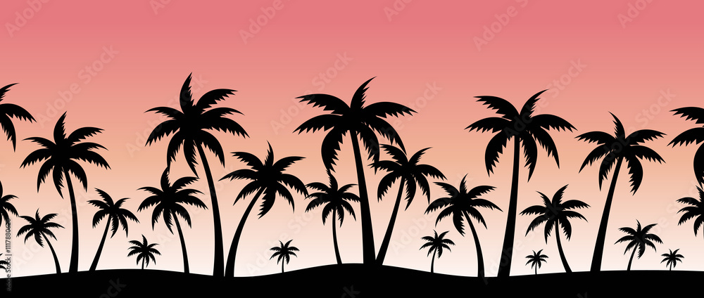 Tropical Palm Tree Black silhouettes Tropical Palm Tree Black silhouettes