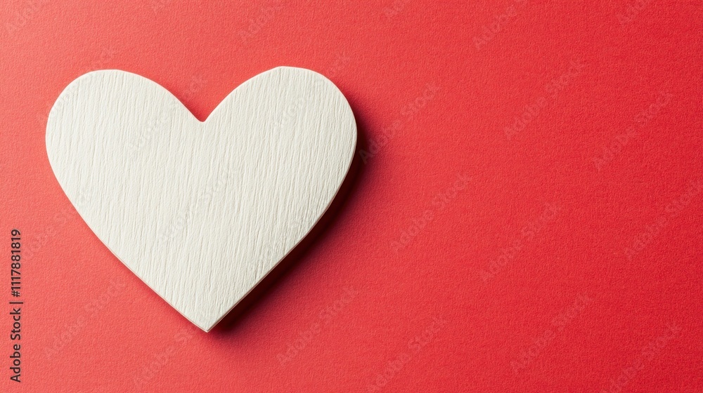 White heart shape on a red background, symbolizing love White heart shape on a red background, symbolizing love