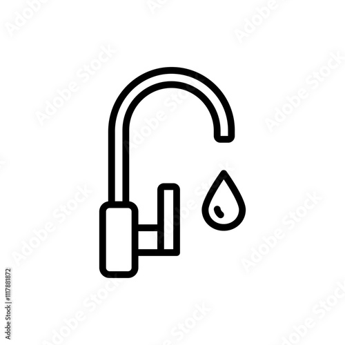 Water tap, plumbing. Filtration and purification water icon. Osmosis and desalination. Potable water. Outline sign of filter water vector icons for web design isolated on white background.