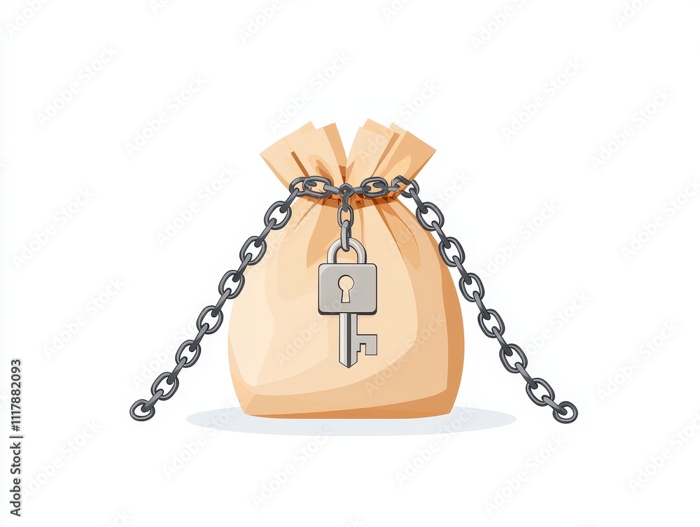 Unlock financial and freedom, A locked bag secured with chains and a key symbolizes safety and protection. Unlock financial and freedom, A locked bag secured with chains and a key symbolizes safety and protection.