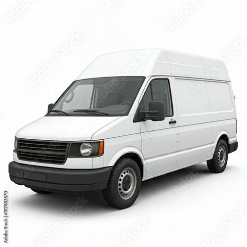 white delivery van isolated on white mockup photo