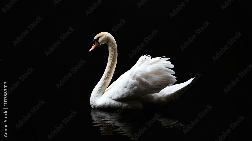 Fototapeta premium white swan on a black background