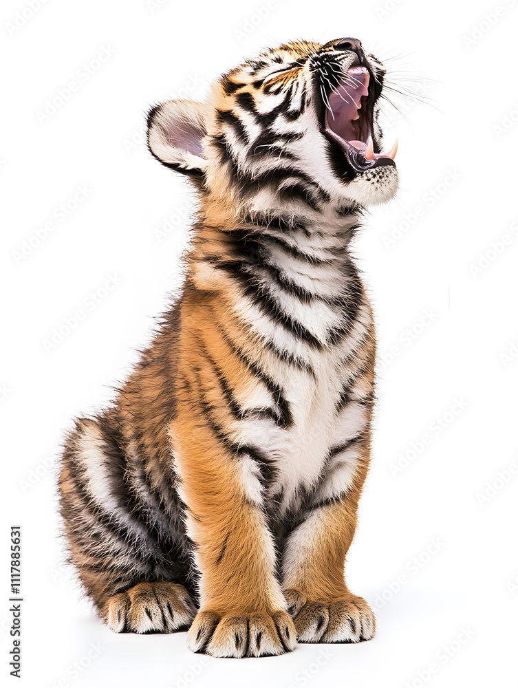 Obraz premium Cute baby tiger isolated on white background