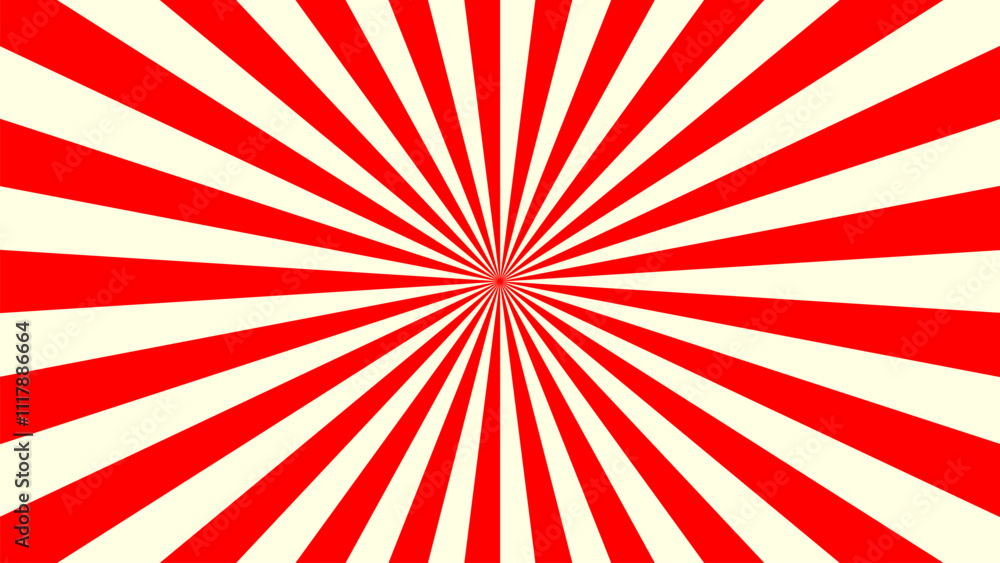 Fototapeta premium Circus-Inspired Red and Beige Sunburst Design
