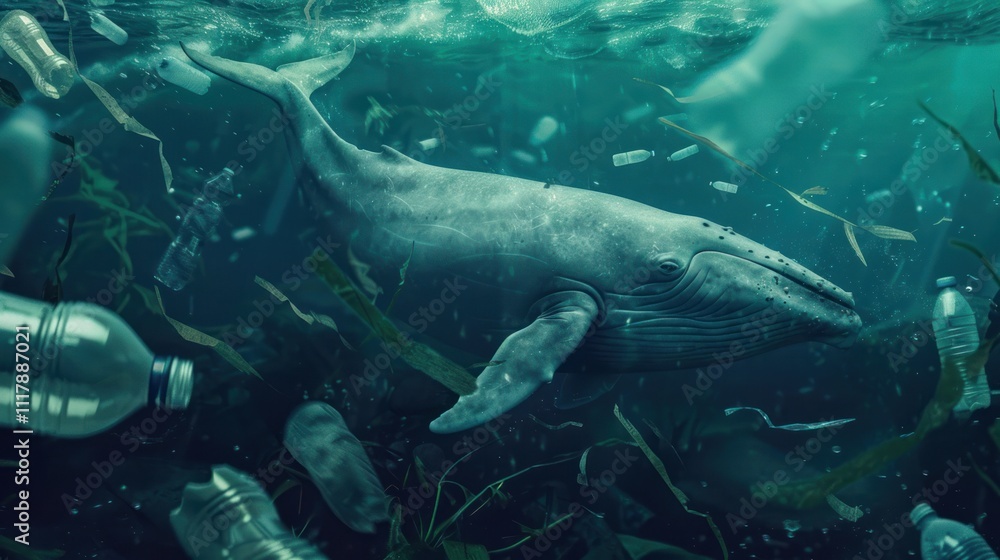 Fototapeta premium Whale in a Sea of Plastic