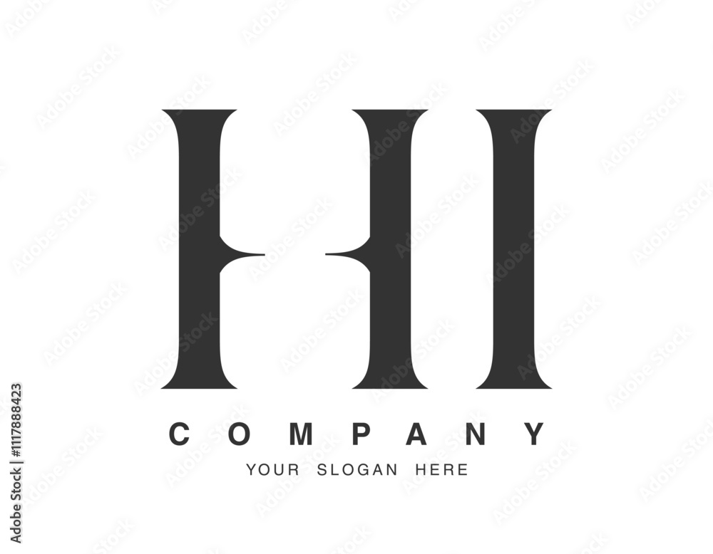 HI logo design. Initial letter h and i serif font style. Creative classic company name typography. Trendy logotype or identity. HI logo design. Initial letter h and i serif font style. Creative classic company name typography. Trendy logotype or identity.