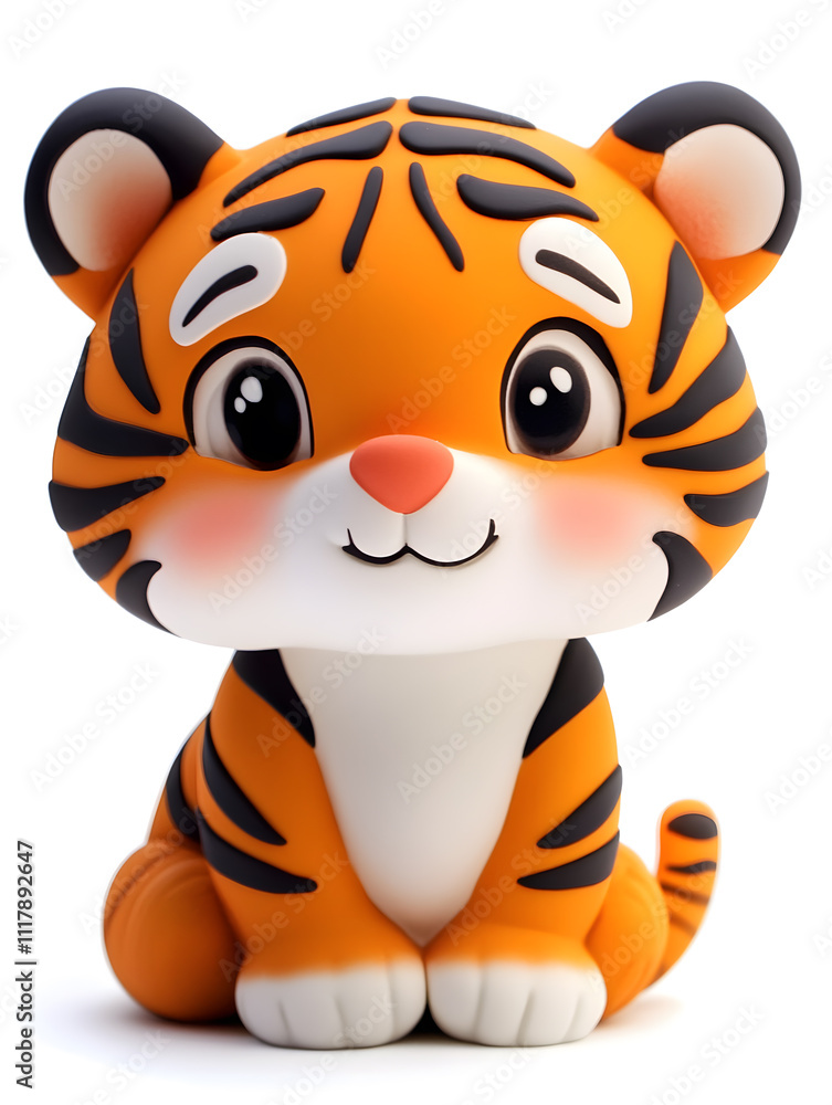 Cute cartoon tiger isolated on white background Cute cartoon tiger isolated on white background
