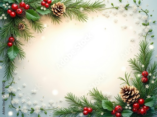 christmas frame with fir branches generative ai