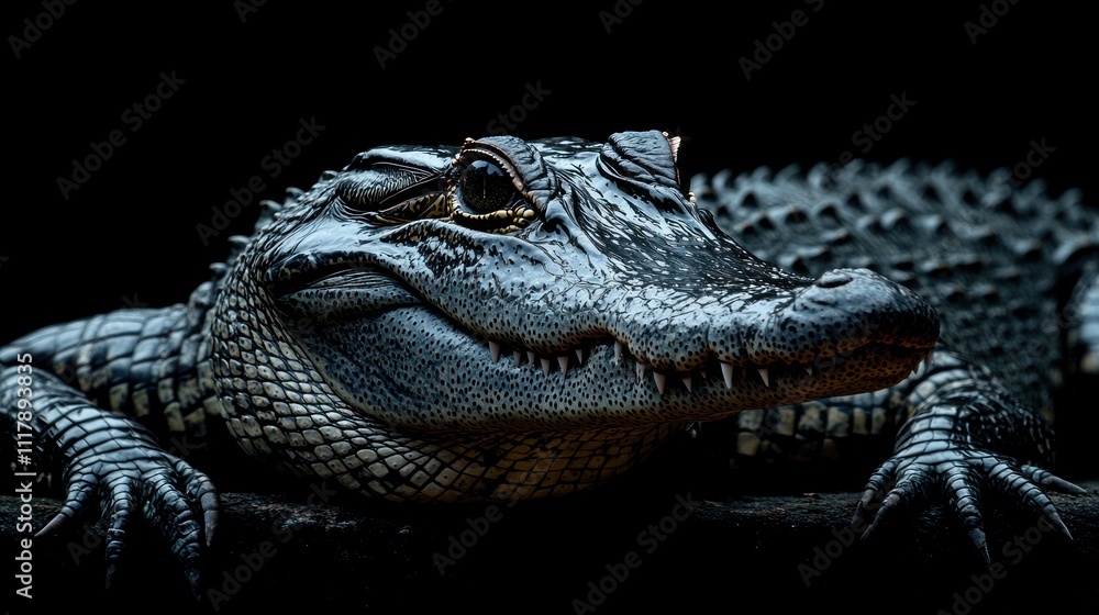 Fototapeta premium crocodile on a dark background