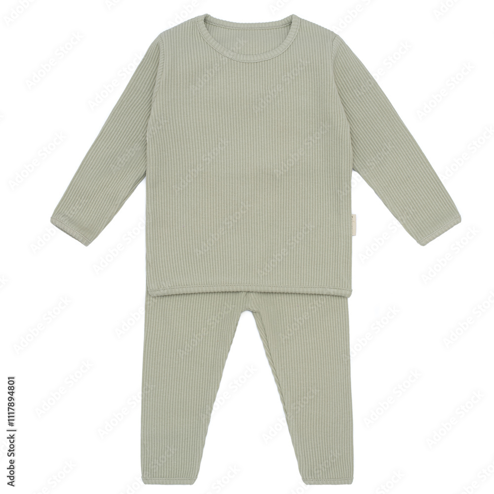 Sage Green Ribbed Baby Lounge Set with Long Sleeves and Matching Bottoms Sage Green Ribbed Baby Lounge Set with Long Sleeves and Matching Bottoms
