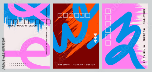 Simple Modern Grunge Poster Background Set