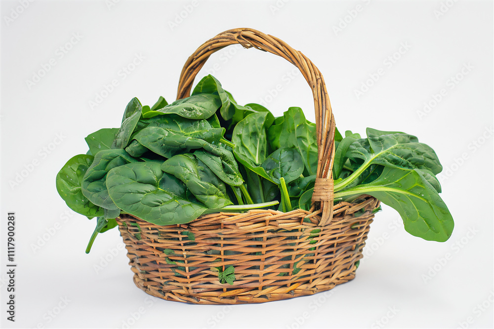 Spinach vegetables in a basket, version 1 Spinach vegetables in a basket, version 1