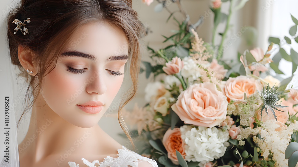 Naklejka premium Wedding photos with a clean background for free space for text. For use with advertising banners for weddings or Valentine's Day.