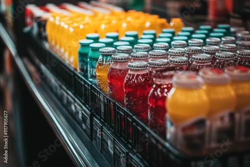 Refreshing beverage selection grocery store product showcase indoor setting close-up view hydration concept