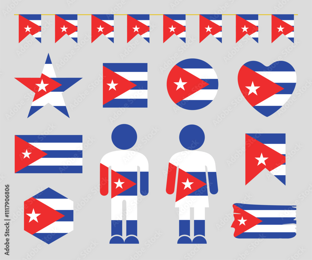 Cuba flag set. Isolated Cuba flag on white background Cuba flag set. Isolated Cuba flag on white background