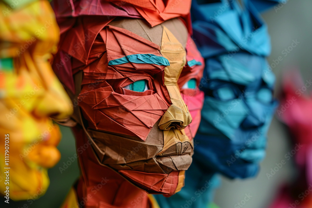 Naklejka premium Vibrant colors and creative origami design generative ai design