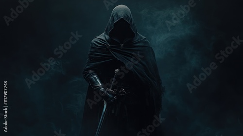 Illustration assassin on a dark background