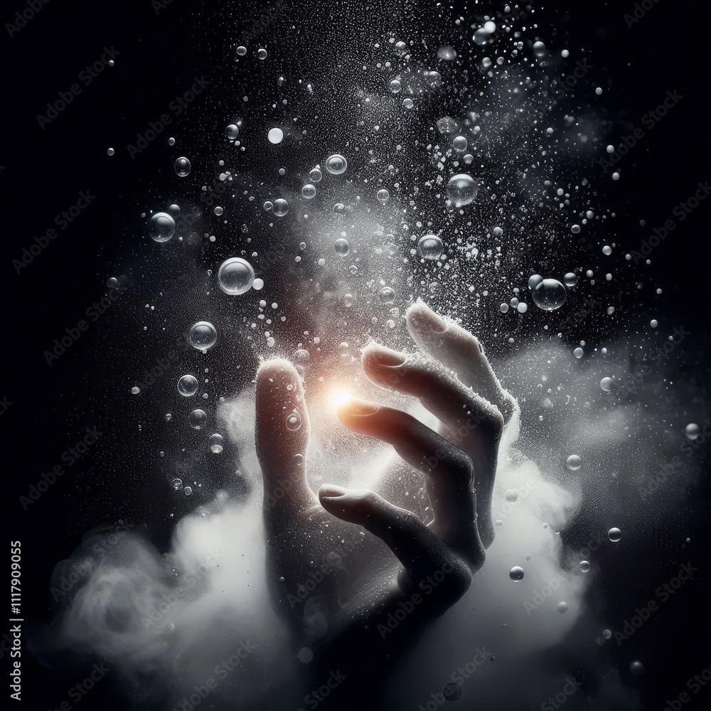Fototapeta premium spray water drop droplet steam fog air на изолированном черном ярком фоне 