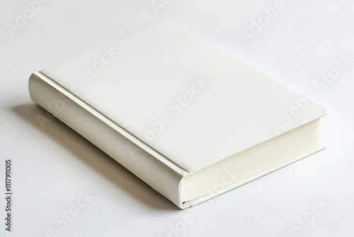 Minimalist white hardcover planner or notebook with textured cover isolated on white background, ideal for office or personal use