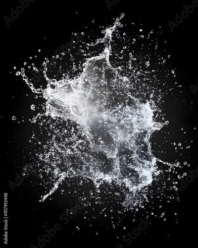 Wallpaper Mural water forms against a deep black background, blending abstract splashes, ripples, mist, and dynamic droplets. Torontodigital.ca