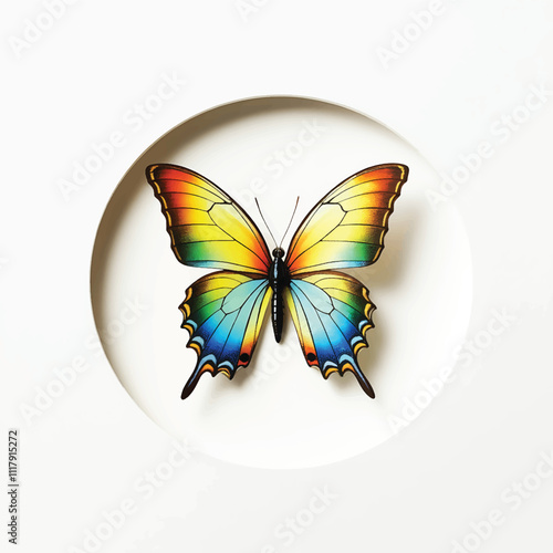 butterfly spread wings and sitting illustration