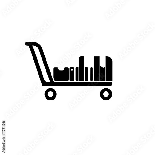 A shipment trolley silhouette on white background