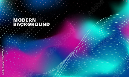 Abstract wave moving dots flow particles, modern background design for brochures, flyers, magazine, banner. 