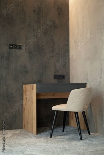 Organized workspace with desk and chair