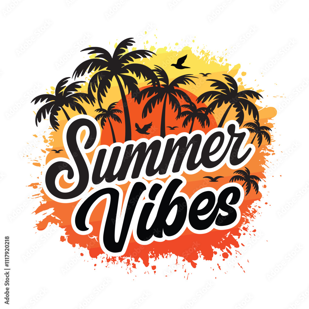 Fototapeta premium Summer vibes colorful vector design and t shirt design