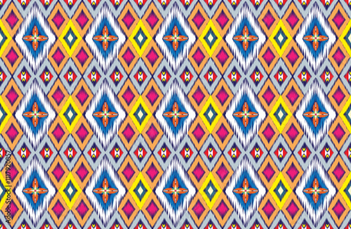 Gypsy pattern tribal ethnic motifs geometric seamless background. Doodle gypsy geometric shapes sprites tribal motifs clothing fabric textile print traditional design with triangles
