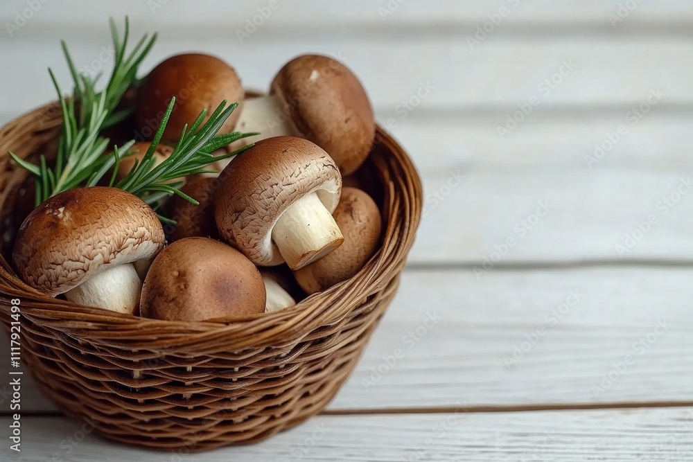 Harvesting fresh mushrooms in a rustic basket kitchen setting food photography natural lighting culinary inspiration Harvesting fresh mushrooms in a rustic basket kitchen setting food photography natural lighting culinary inspiration