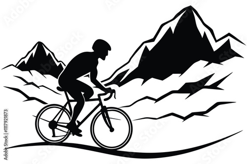 silhouette of a cyclist on white background