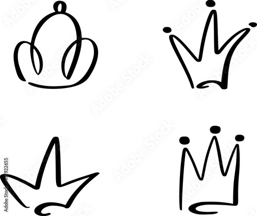 Hand drawn crown icons set. Simple Vector Logo Illustration for Design Projects photo