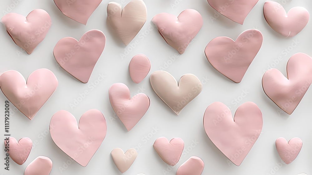 Fototapeta premium minimalist hearts with light pink and beige tone