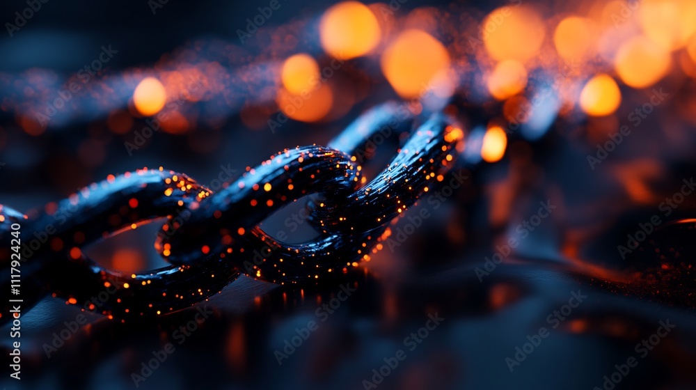 Glowing Chain Links: Abstract Digital Art Glowing Chain Links: Abstract Digital Art