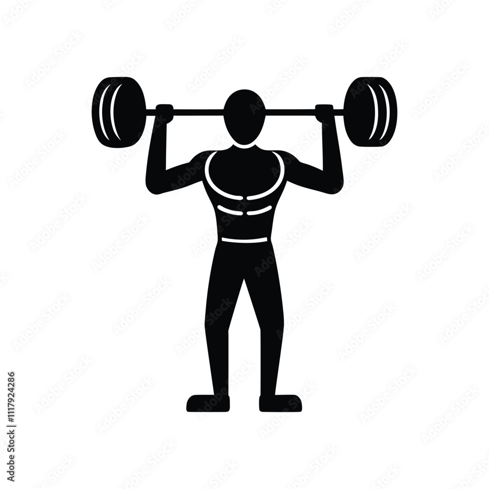 Clean Outline of a Person Lifting Weights Silhouette Vector Design Clean Outline of a Person Lifting Weights Silhouette Vector Design