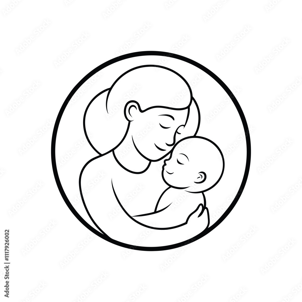 Beautiful Mother and Baby Silhouette Vector Design Beautiful Mother and Baby Silhouette Vector Design