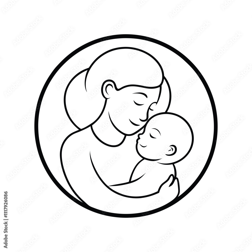 Beautiful Mother and Baby Silhouette Vector Design Beautiful Mother and Baby Silhouette Vector Design