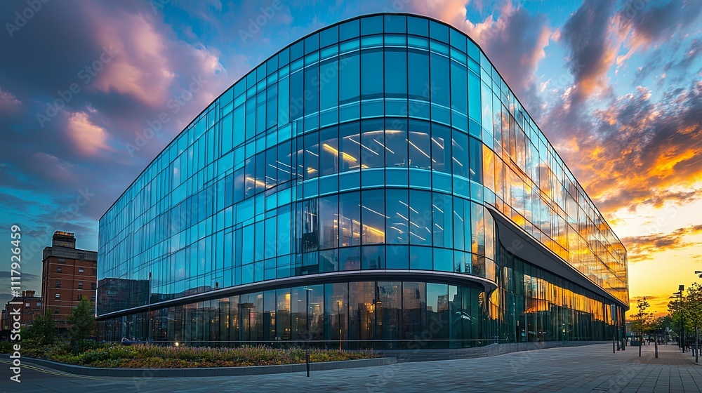 Modern Glass Building Sunset Reflection Architecture Modern Glass Building Sunset Reflection Architecture