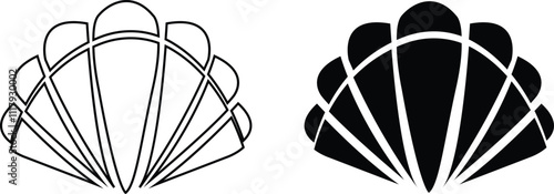 Seashells beach icon set mollusk shells customizable thin line and flat contour symbols. Various sea shells black collection isolated on transparent background. Perfect for invitations greeting cards.