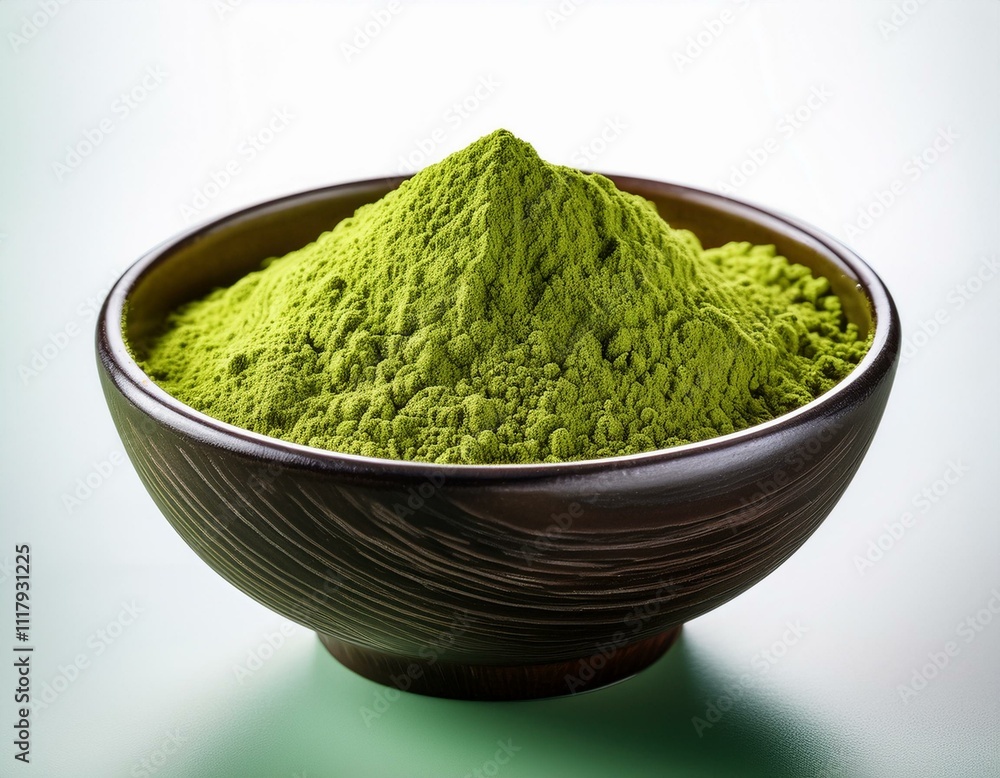 Matcha tea powder in bowl Matcha tea powder in bowl