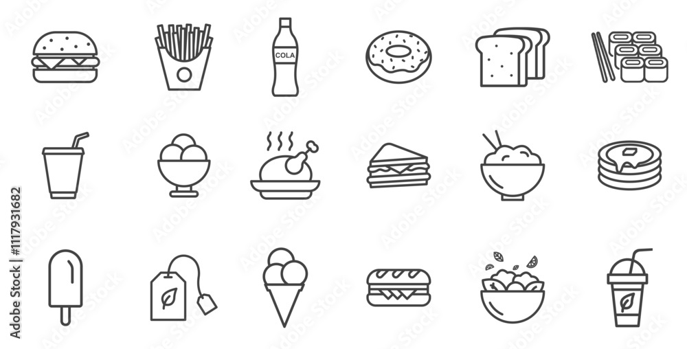 Fototapeta premium Set of food icon vector illustration. Food and cooking.