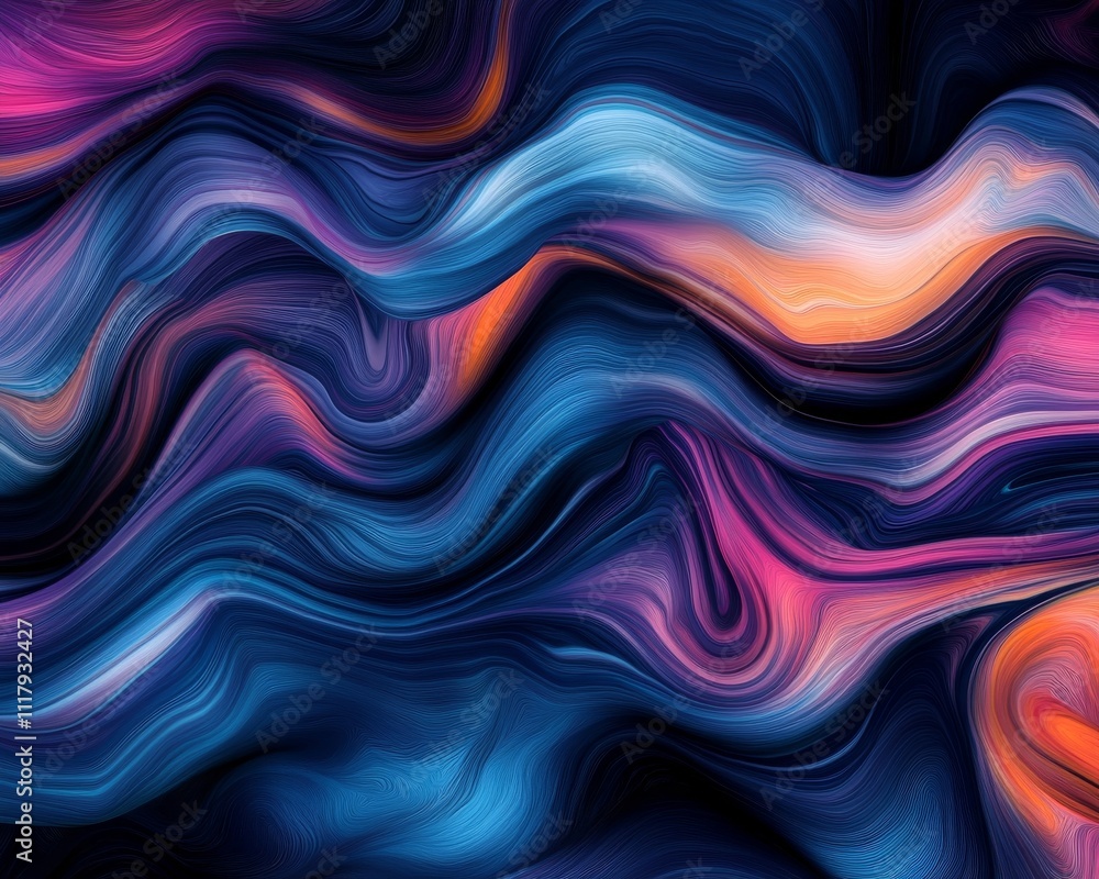 Abstract swirling lines flow dynamically in a dark, vibrant abstract background. Abstract swirling lines flow dynamically in a dark, vibrant abstract background.